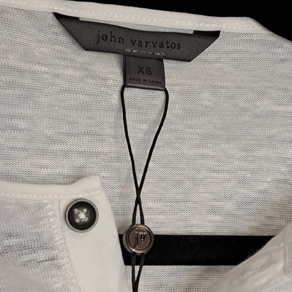 JOHN VARVATOS ◇ Bleeker Henley ◇ 100% Linen, Cream, Short Sleeve ◇ Size XS ◇ NWT - Picture 8 of 11